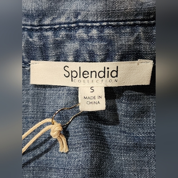 Splendid Women's Serena Long Sleeve Shirt Blue Small NEW - Picture 7 of 10